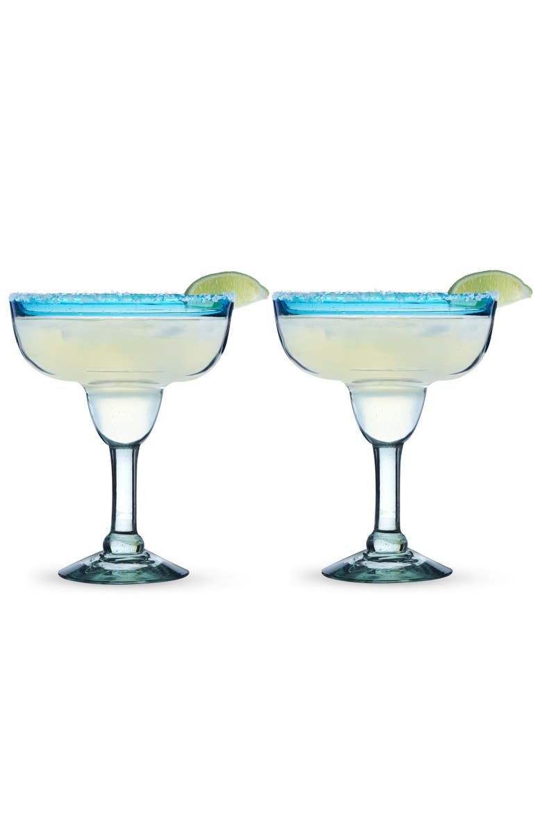 Segunda Vida Primavera Recycled Margarita Glasses Set of 2, Main, color, Clear