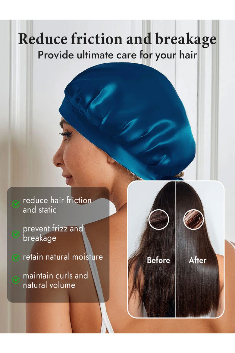 Pure Silk Classic Ribbon Bonnet, Alternate, color, Teal