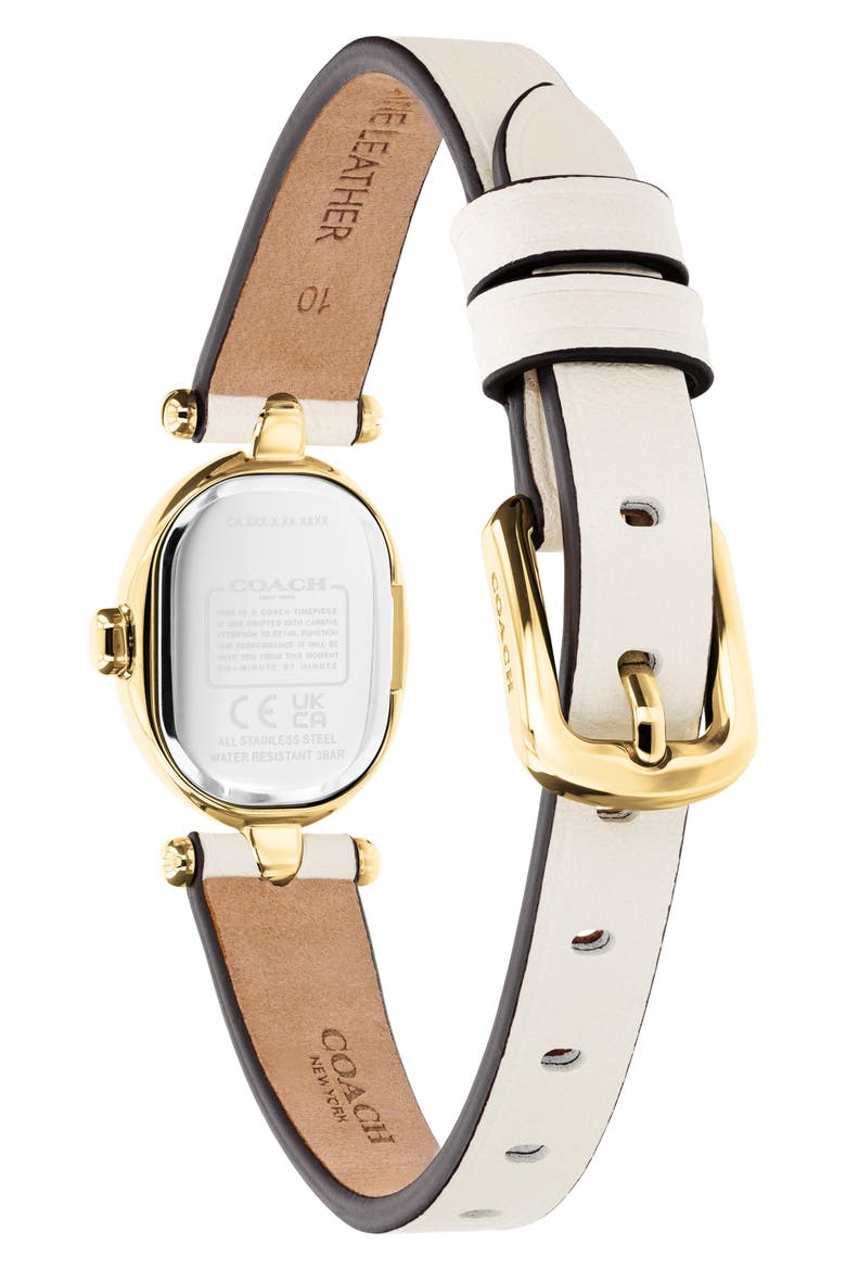 Sammy Leather Strap Watch, 28mm, Alternate, color, WHITE