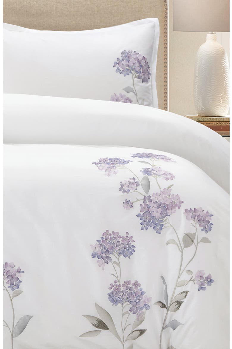 Hydrangea Embroidered Duvet Set, Main, color, VIOLET