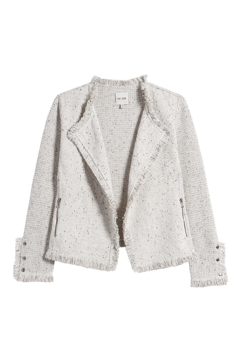 Fringe Mix Knit Jacket, Alternate, color, SUGAR COOKIE