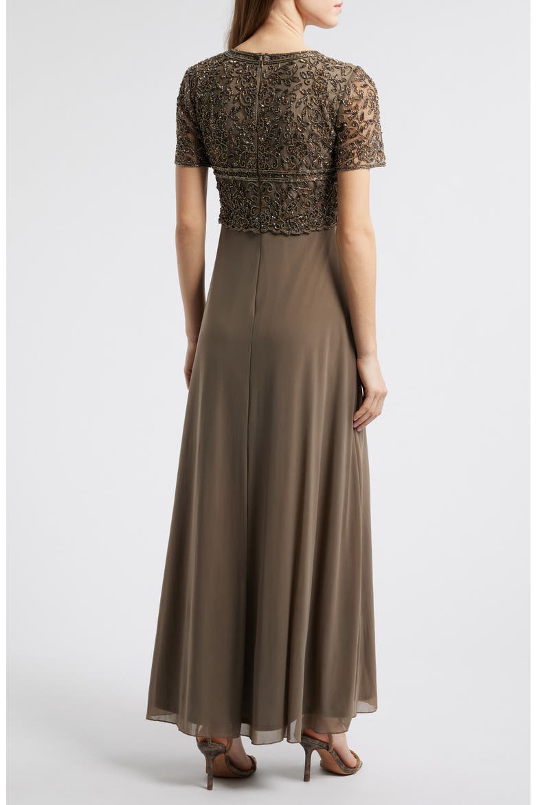 Beaded Bodice A-Line Gown, Alternate, color, MOCHA 228