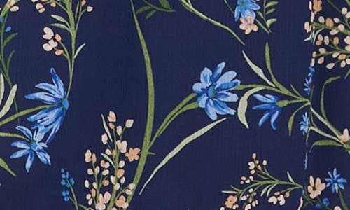 Cece Floral Smock Waist Midi Dress In Blue