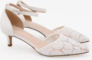 Kailee P Claudia Crochet Lace pointed toe Wedding Kitten Low Heel
