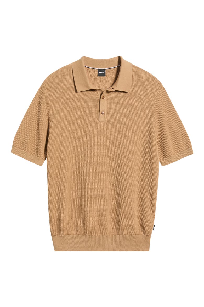 Lancio Solid Cotton Waffle Polo Sweater, Alternate, color, OPEN BEIGE