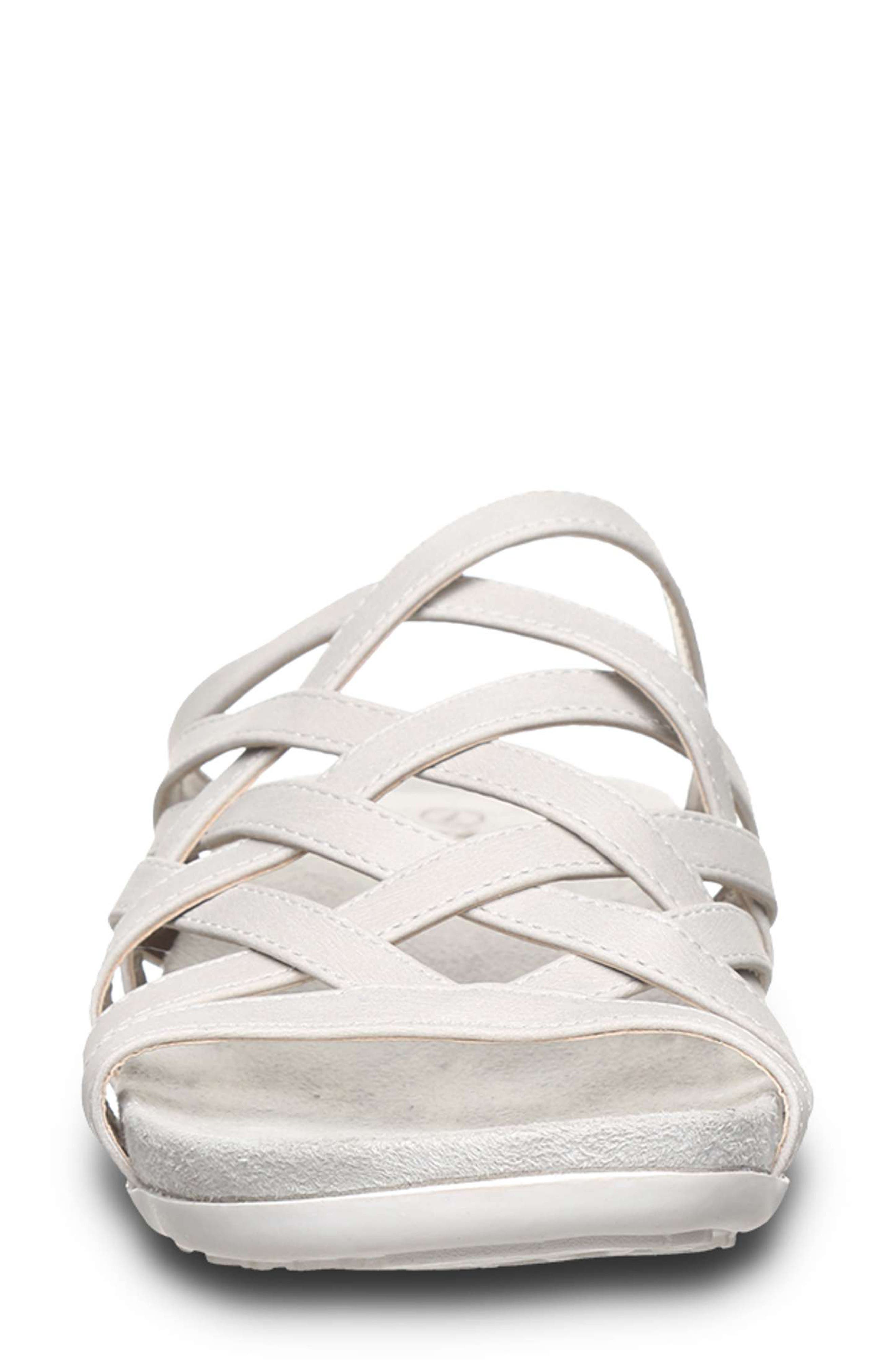 BEARPAW <p>Zinnia Faux Leather Slide Sandal (Women)</p>, Alternate, color, White
