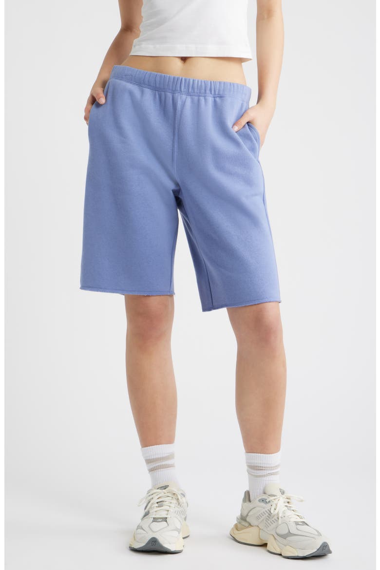 Long Fleece Sweat Shorts, Main, color, BLUE FROST