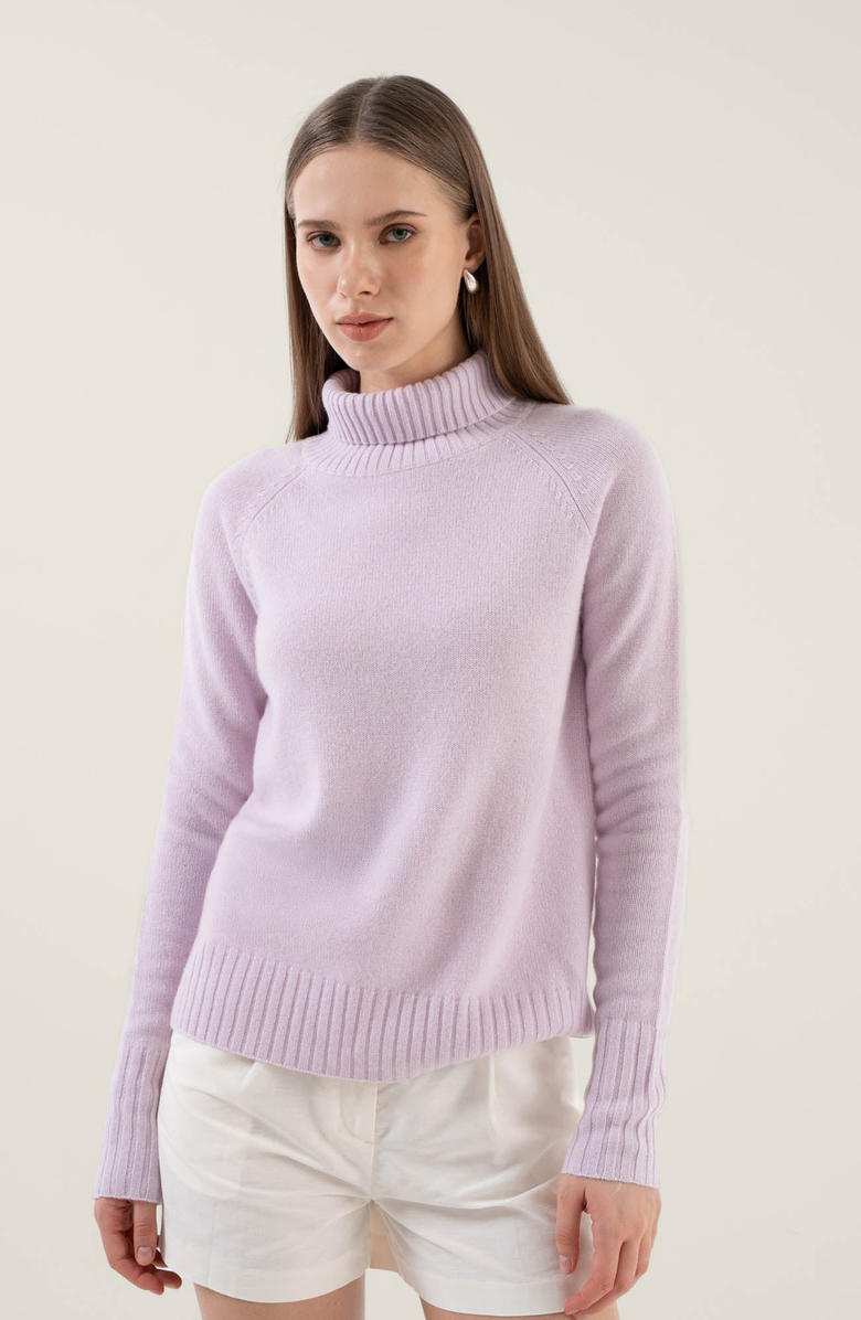 Italic Emma Cashmere Relaxed Turtleneck Sweater, Alternate, color, Mauve
