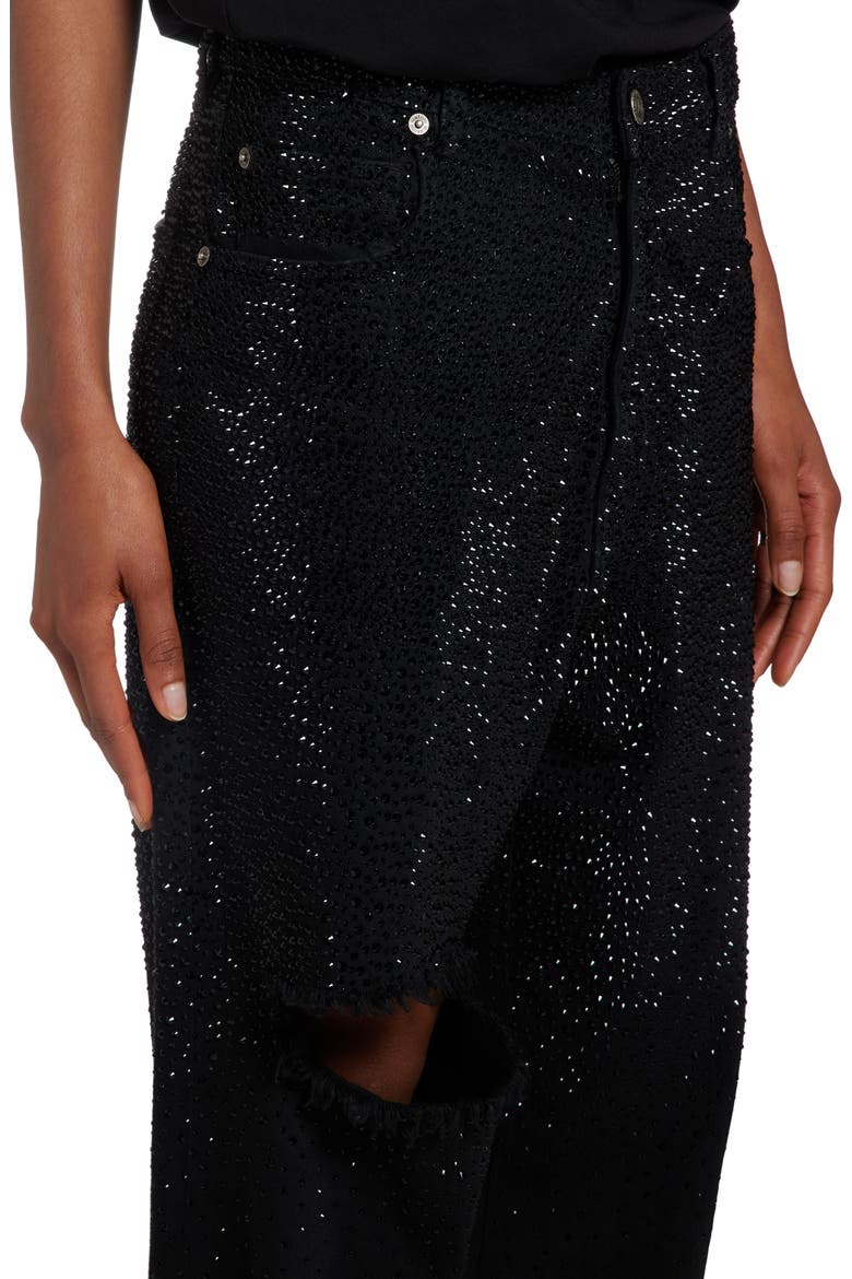Crystal Embellished Ripped Straight Leg Jeans, Alternate, color, BLACK
