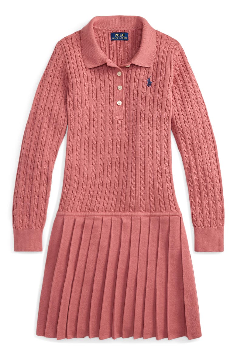 Kids' Cable Stitch Sweater Dress, Main, color, PINK
