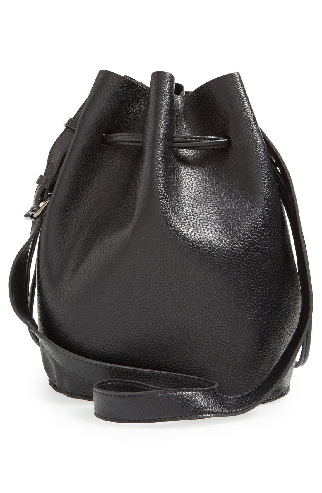 Street Level Faux Leather Bucket Bag, Alternate, color, 