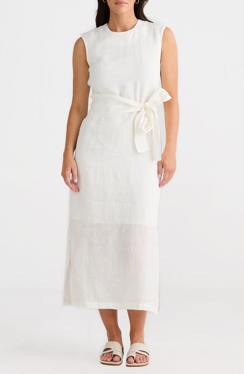 Brave+True Turning Point Sleeveless Linen Dress, Main, color, White