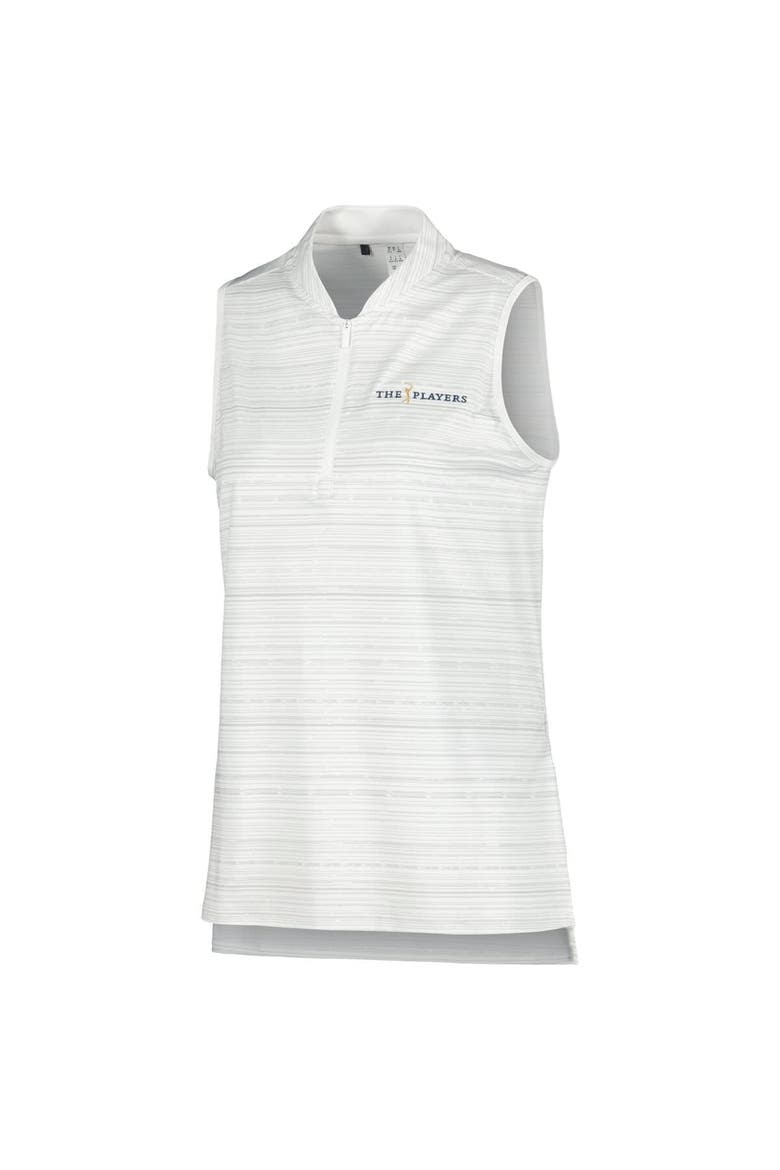 Women's adidas White THE PLAYERS Ultimate365 Stripe Sleeveless Quarter-Zip Polo, Alternate, color, White