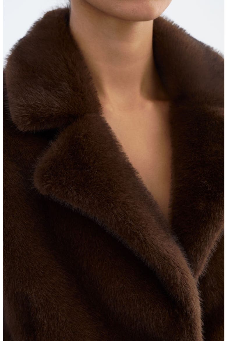 CARLIE | Faux Fur Cropped Blazer, Alternate, color, Walnut