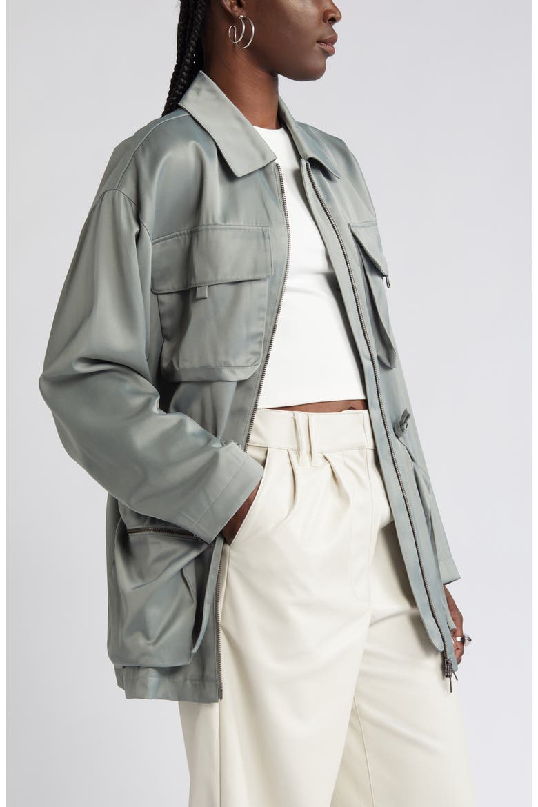 Satin Utility Jacket, Alternate, color, GREEN HALO