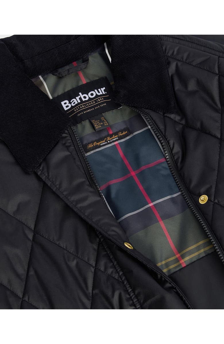 Barbour Martha Diamond Quilted Jacket, Alternate, color, Black/ Classic Tartan