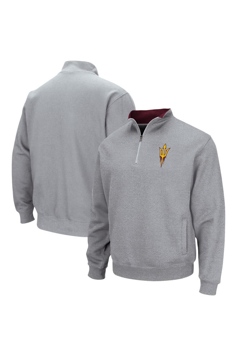 Men's Colosseum Heathered Gray Arizona State Sun Devils Tortugas Team Logo Quarter-Zip Jacket, Main, color, Heather Gray