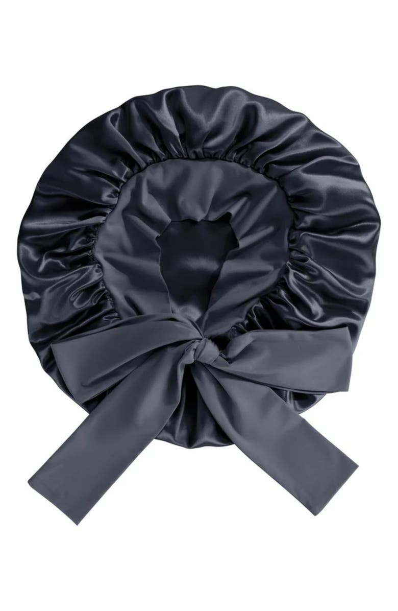 BLISSY Bow Mulberry Silk Bonnet, Alternate, color, Black