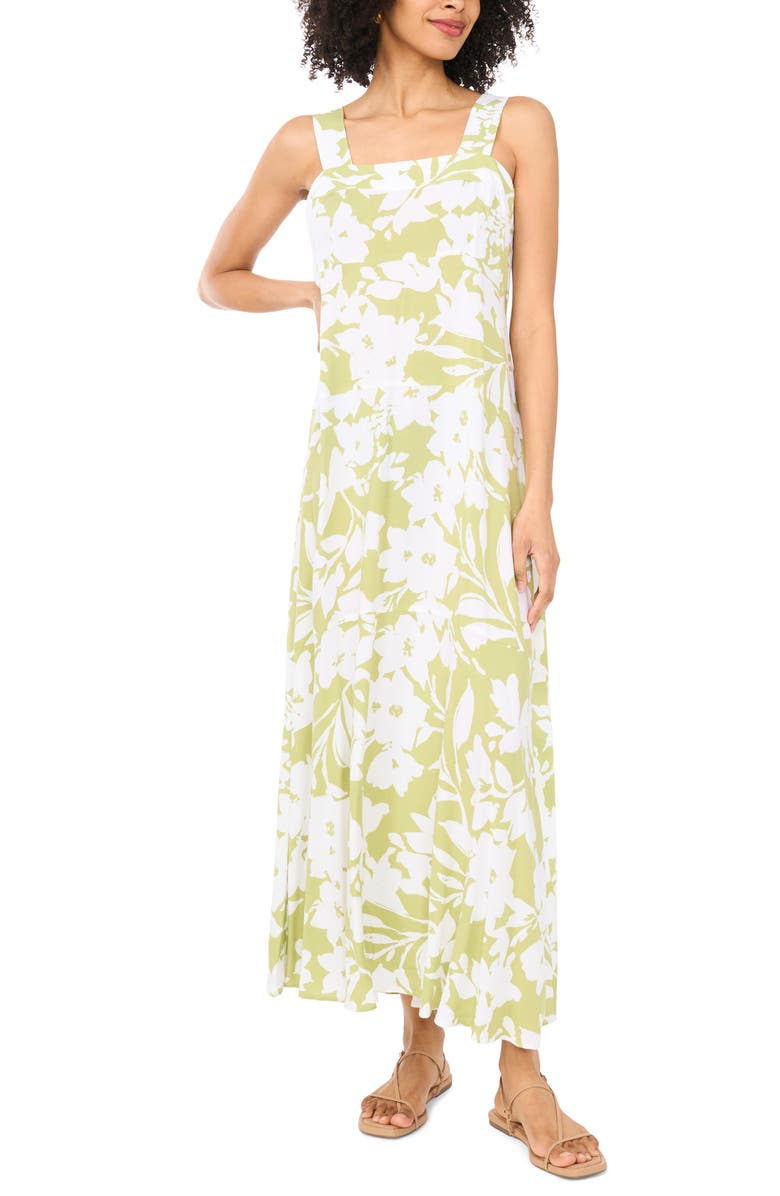 Vince Camuto Thick Strap Sleeveless Maxi Dress, Main, color, Flora Green