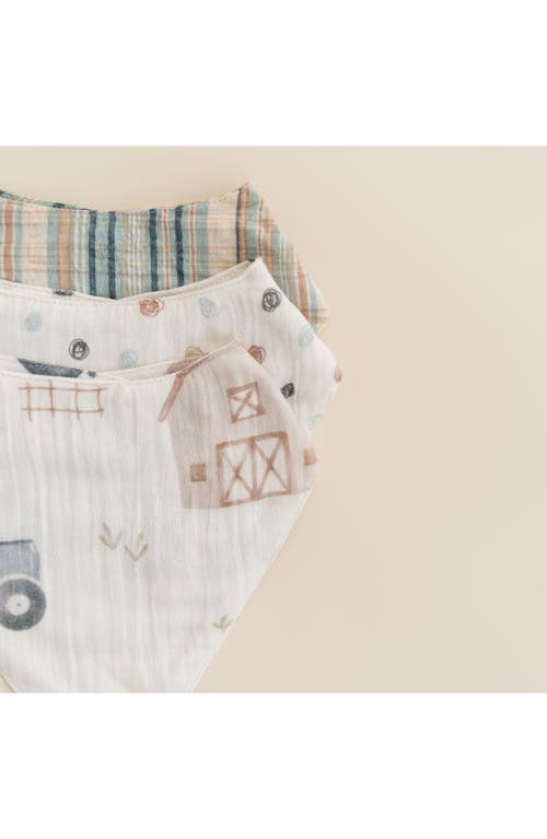 Crane Baby Tractor Assorted 3-pack Cotton Bibs Set In Green