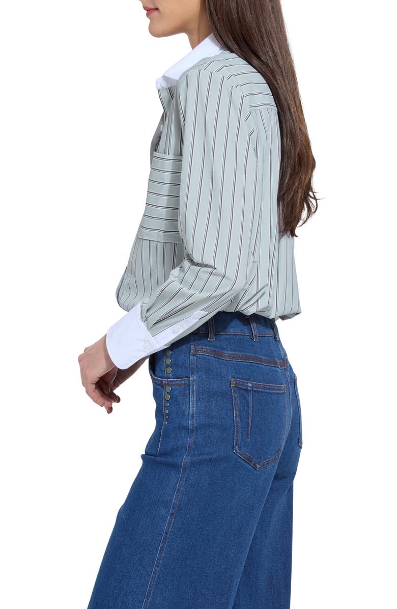 Lysse Stripe Button-Up Shirt, Alternate, color, Moonstone Stripe