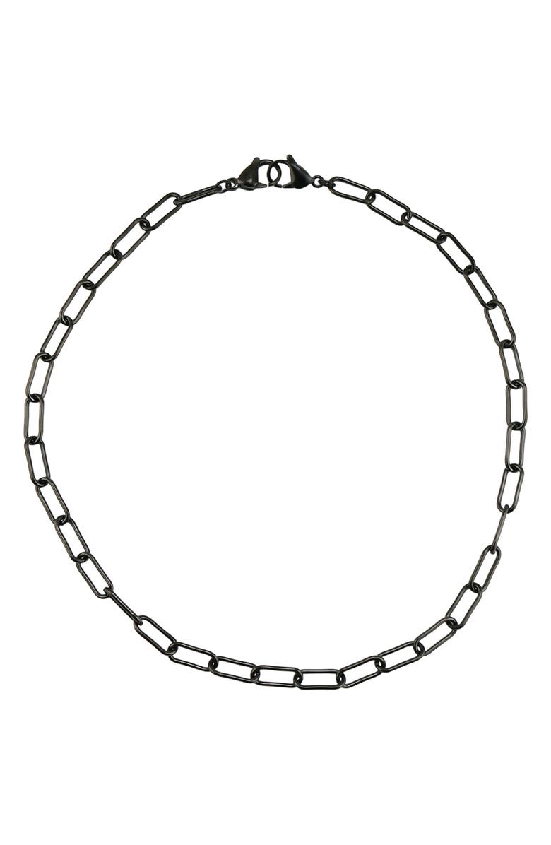 REBL Gender Inclusive Paperclip Chain Necklace, Main, color, Gray