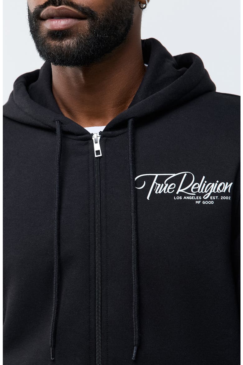 Ribbon Sketch Full Zip Hoodie, Alternate, color, JET BLACK