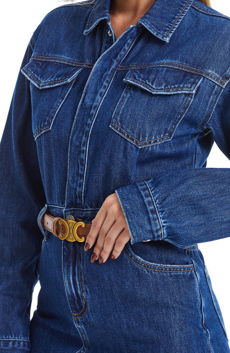 Bayeas Resa Long Sleeve Fray Hem Denim Mini Shirtdress, Alternate, color, Dark Blue