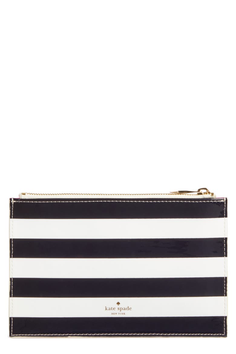 stripe pencil pouch set, Main, color, WHITE
