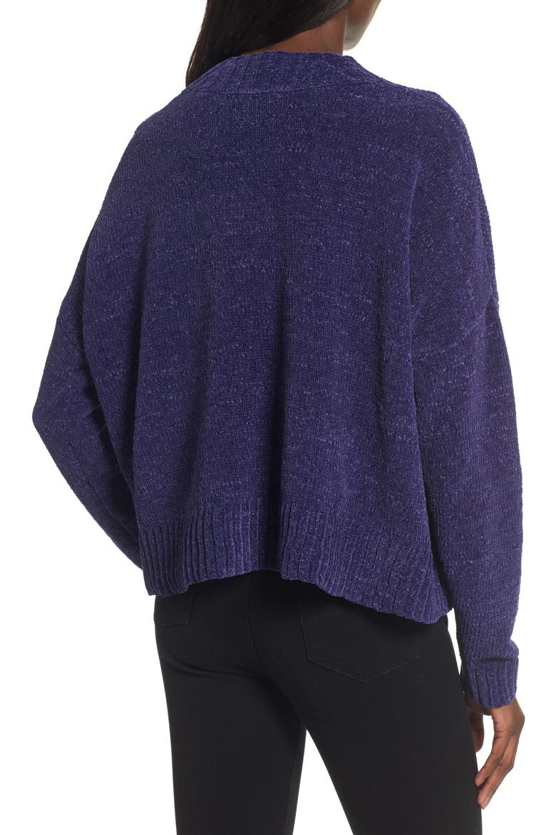Chenille Funnel Neck Sweater, Alternate, color, PURPLE AMETHYST
