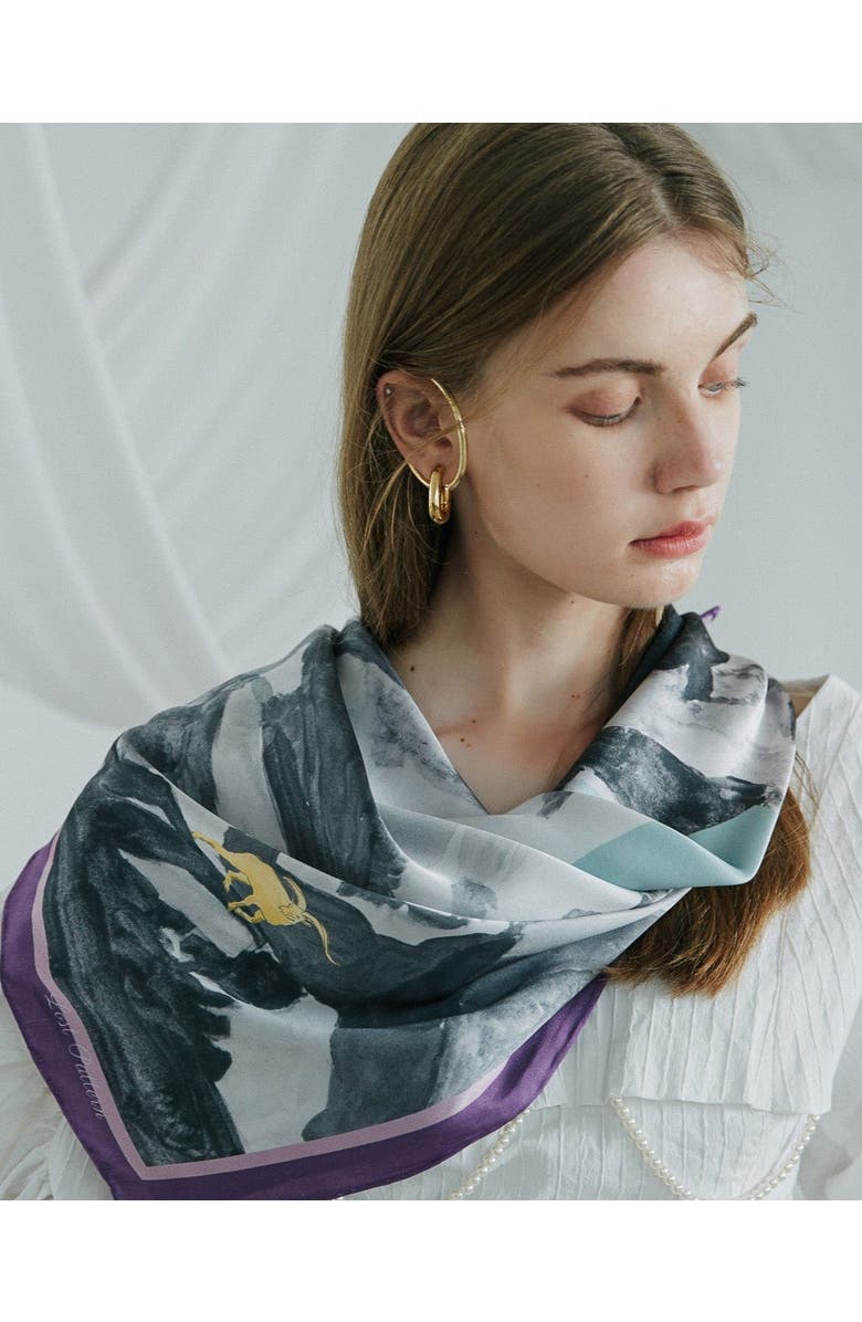 Lost Pattern "Himalaya" Large Silk Scarf, Alternate, color, Green Purple