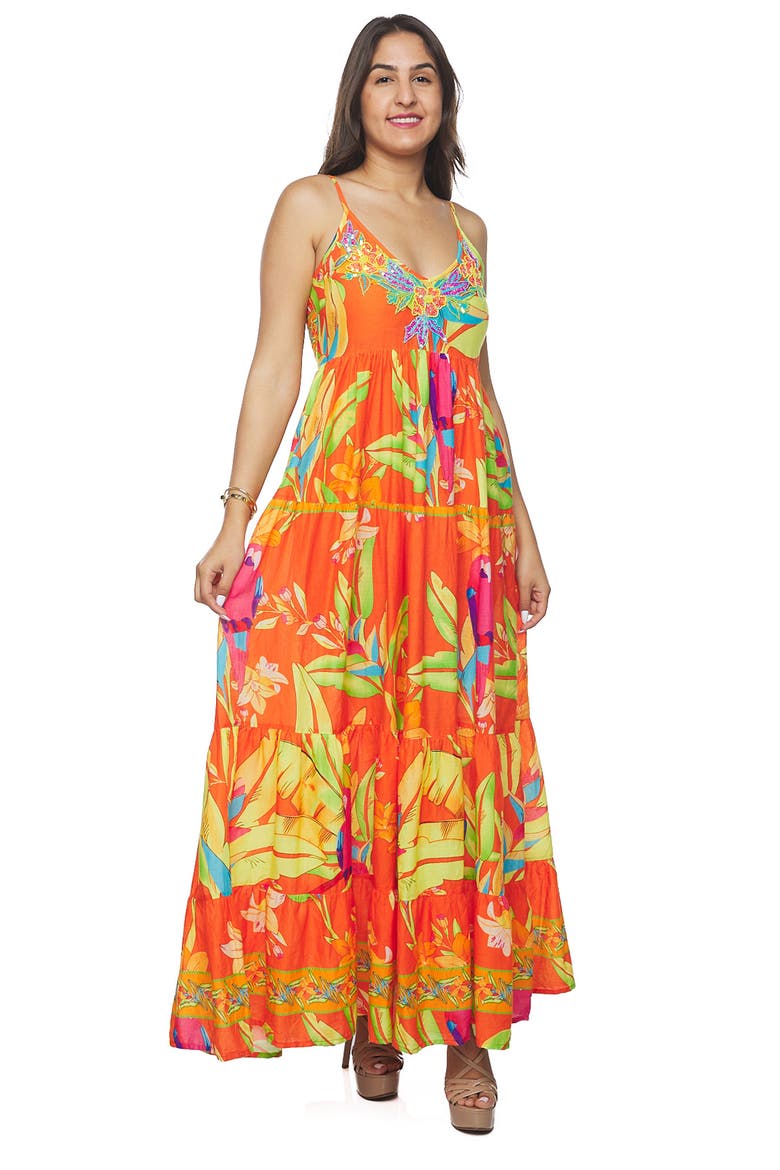 Bead Embellished Maxi Dress, Alternate, color, ORANGE