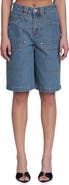 Avec Les Filles Stretch Denim Wide Leg Bermuda Shorts