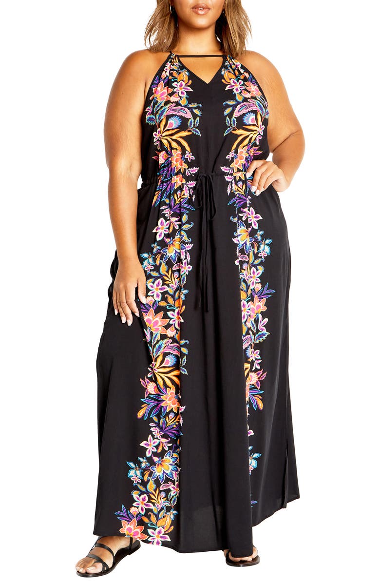 City Chic Island Floral Maxi Dress, Main, color, 