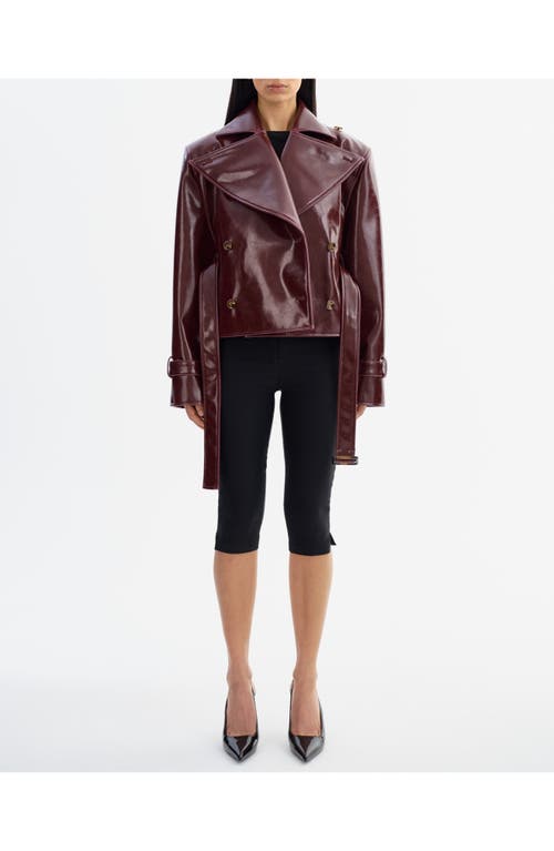 Lamarque Ladies Belted Faux Leather Jacket In Burgundy