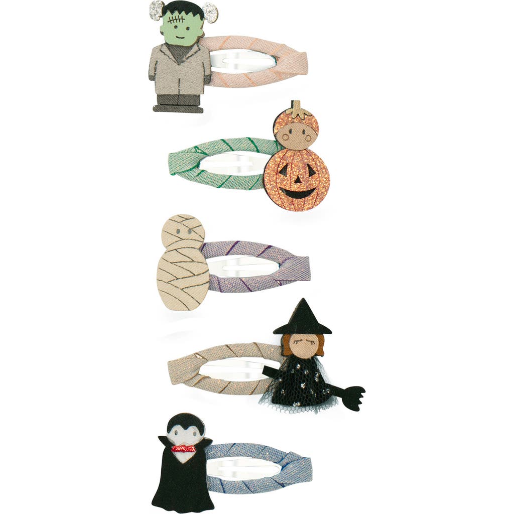 Mimi & Lula Kids' Pack Of 4 Monster Mini Clic Clacs Hair Clips In Gray