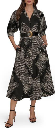 【Donna Karan New York】Belted Midi Shirt Dress Donna Karan New York Women's Belted Midi Shirt Dress - Macy's