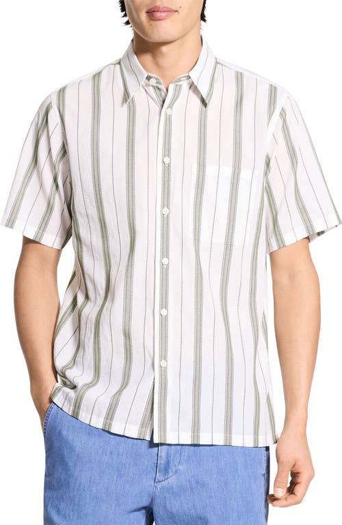 Theory Noll Summer Dobby Short Sleeve Button-up Shirt In White