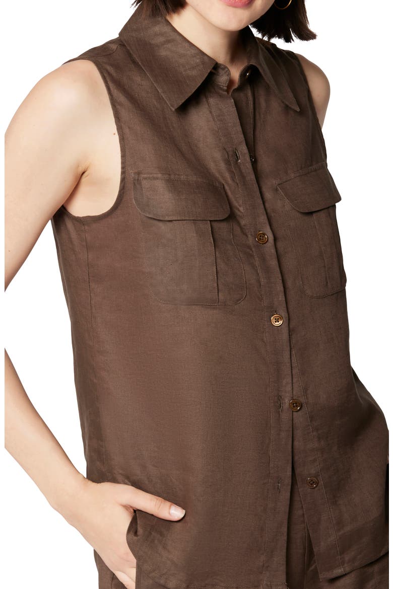Camila Sleeveless Linen Button-Up Shirt, Alternate, color, WREN