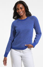 Lands' End Drifter Jacquard Raglan Crew Neck Sweater