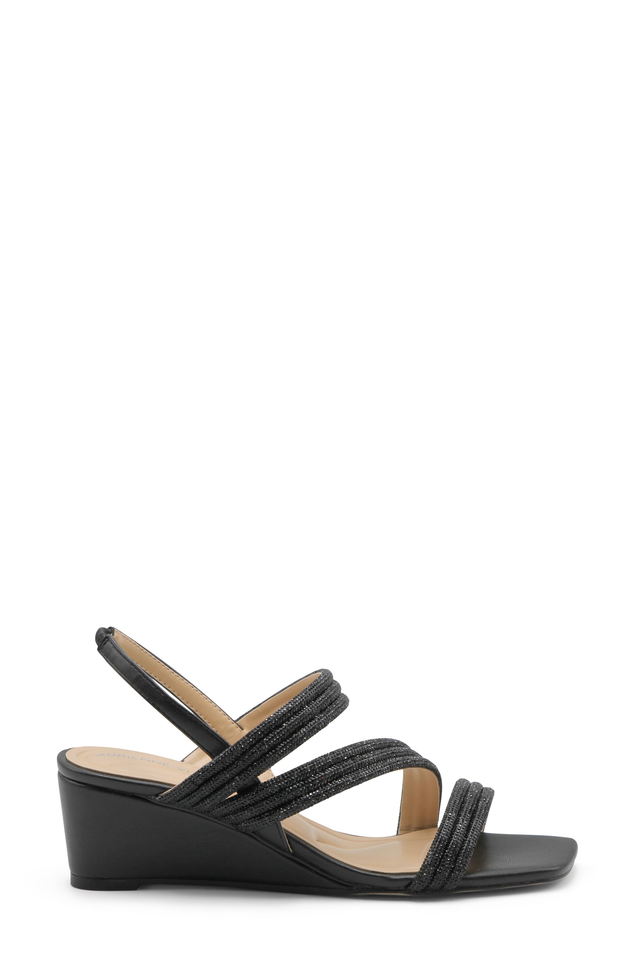 Adrienne Vittadini Alanis Embellished Wedge Sandal, Alternate, color, Black Shimmer