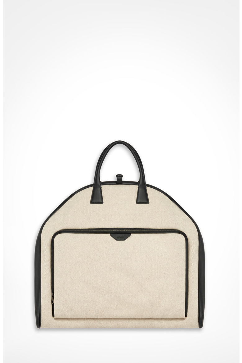 Canvas Garment Bag with Leather Trim, Main, color, Black