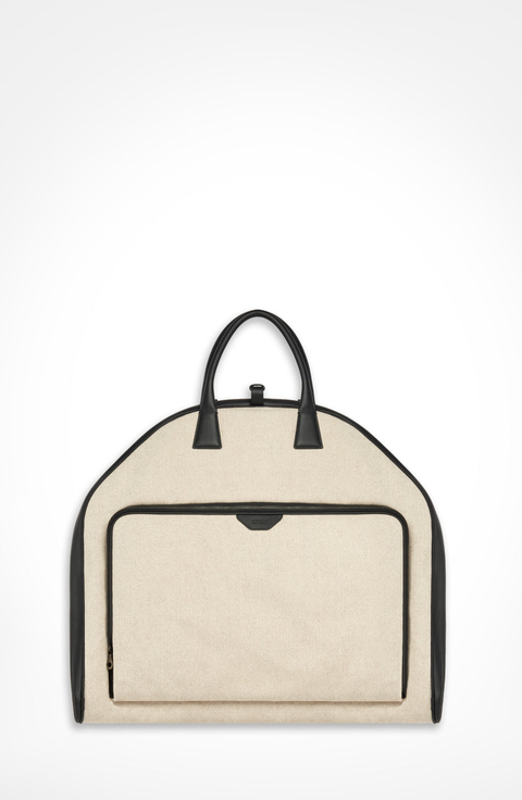 Canvas Garment Bag with Leather Trim