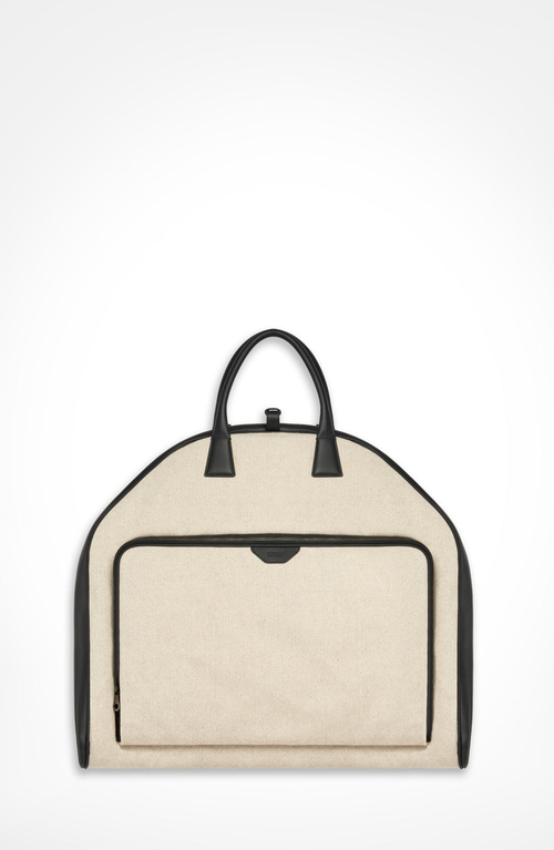 Aviteur Canvas Garment Bag With Leather Trim In Black