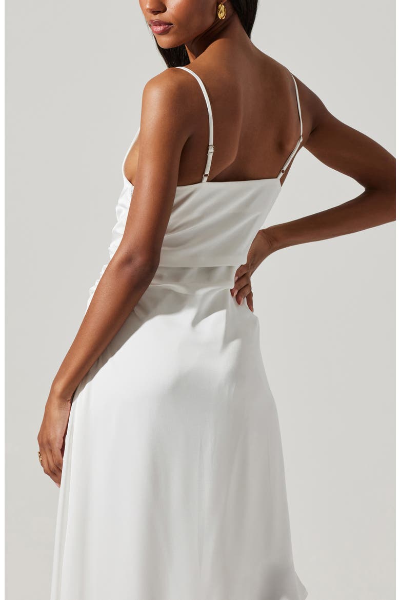 Mirie Asymmetric Satin Dress, Alternate, color, OFF WHITE