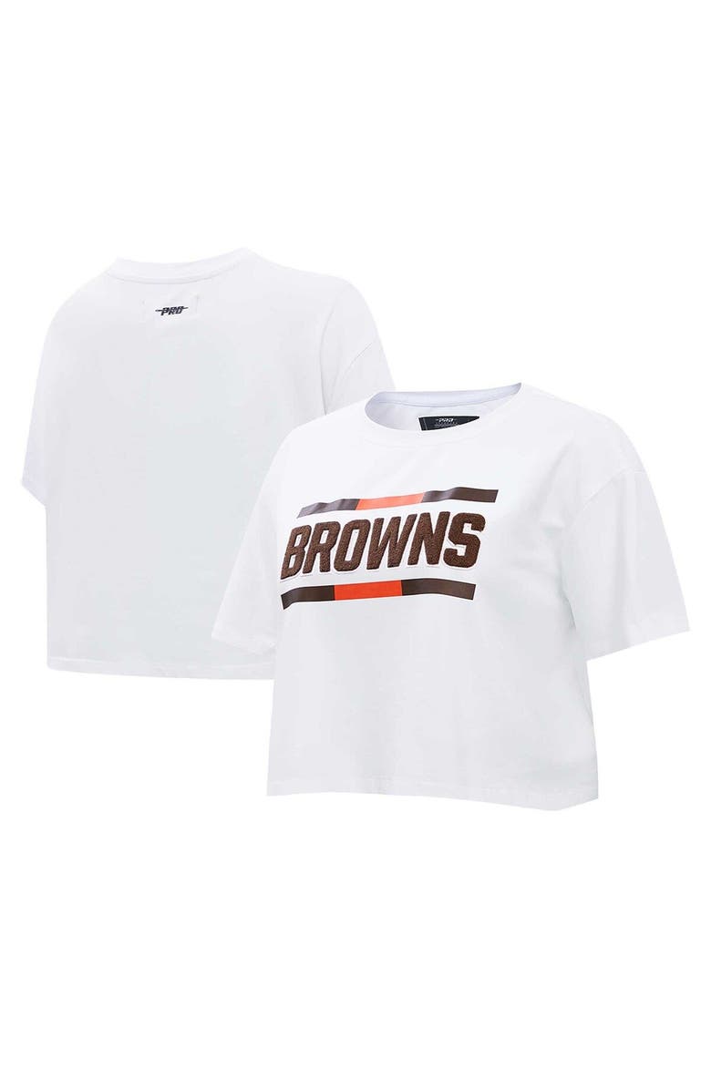 PRO STANDARD Women's Pro Standard White Cleveland Browns New Helmet Capsule Cropped T-Shirt, Main, color, White