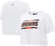 PRO STANDARD Women's Pro Standard White Cleveland Browns New Helmet Capsule Cropped T-Shirt