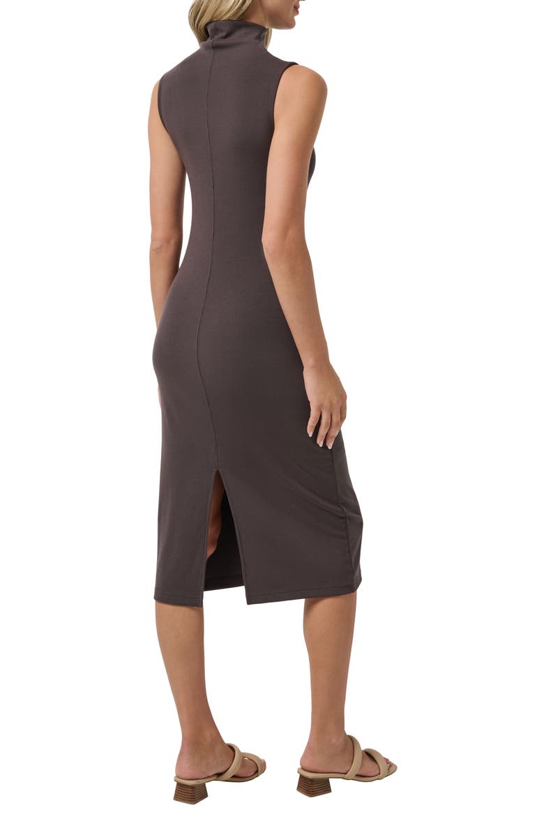 Cloud Sleeveless Mock Neck Rib Dress, Alternate, color, COFFEE GROUNDS