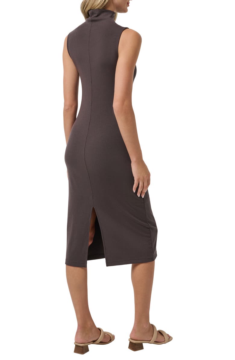 TravisMathew Cloud Sleeveless Mock Neck Rib Dress, Alternate, color, Coffee Grounds