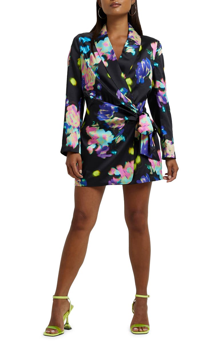 River Island Floral Print Blazer, Main, color,